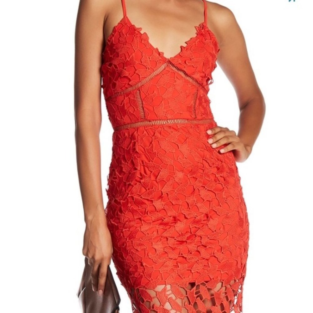 Graduation Crochet Lace Dress Red adjustable straps Small Petite New Valentine